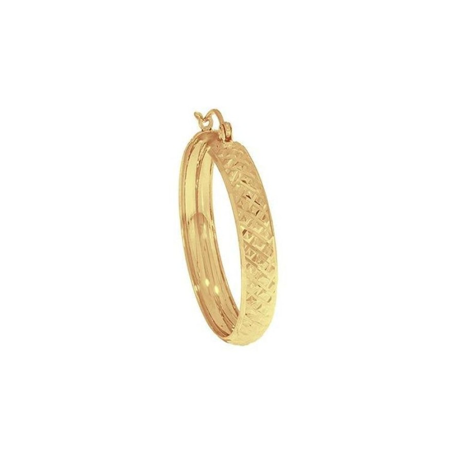 Joyeria Fina Infiniti Joyas Arracadas | Arracada Oro 10K - Tubo Diamantado Biselado 2 Cm Diametro