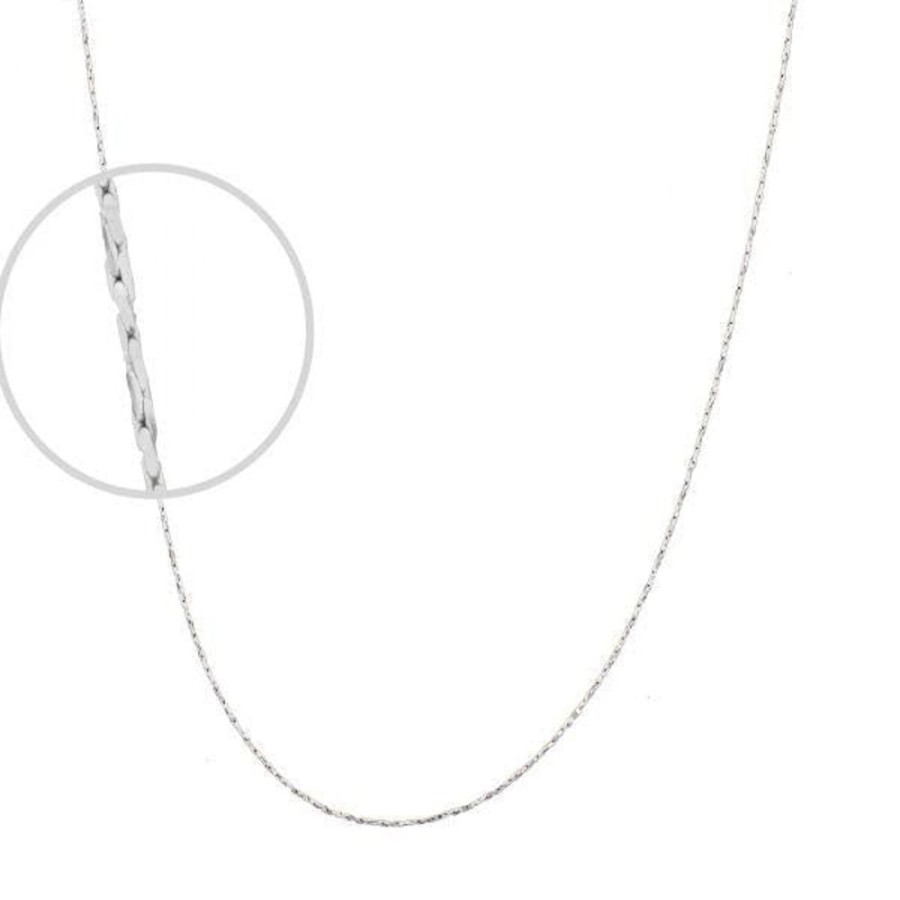 Joyeria Fina Infiniti Joyas Cadenas 10K | Cadena Oro Blanco 10K Cardano Diamantada 40 Cm, Ancho 0.6 Mm