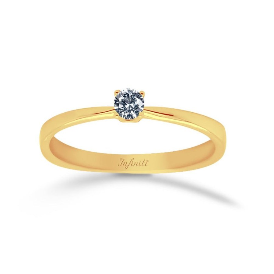 Joyeria Fina Infiniti Joyas Anillos De Compromiso | Anillo Oro 14K, Solitario Zirconia 3 Mm