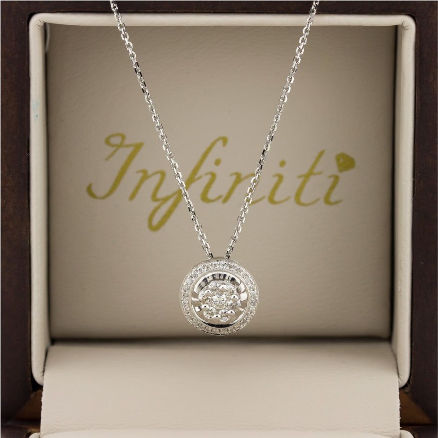 Joyeria Fina Infiniti Joyas Gargantillas | Gargantilla Blanco Oro 14K - Halo Con Diamantes De 19 Puntos Totales