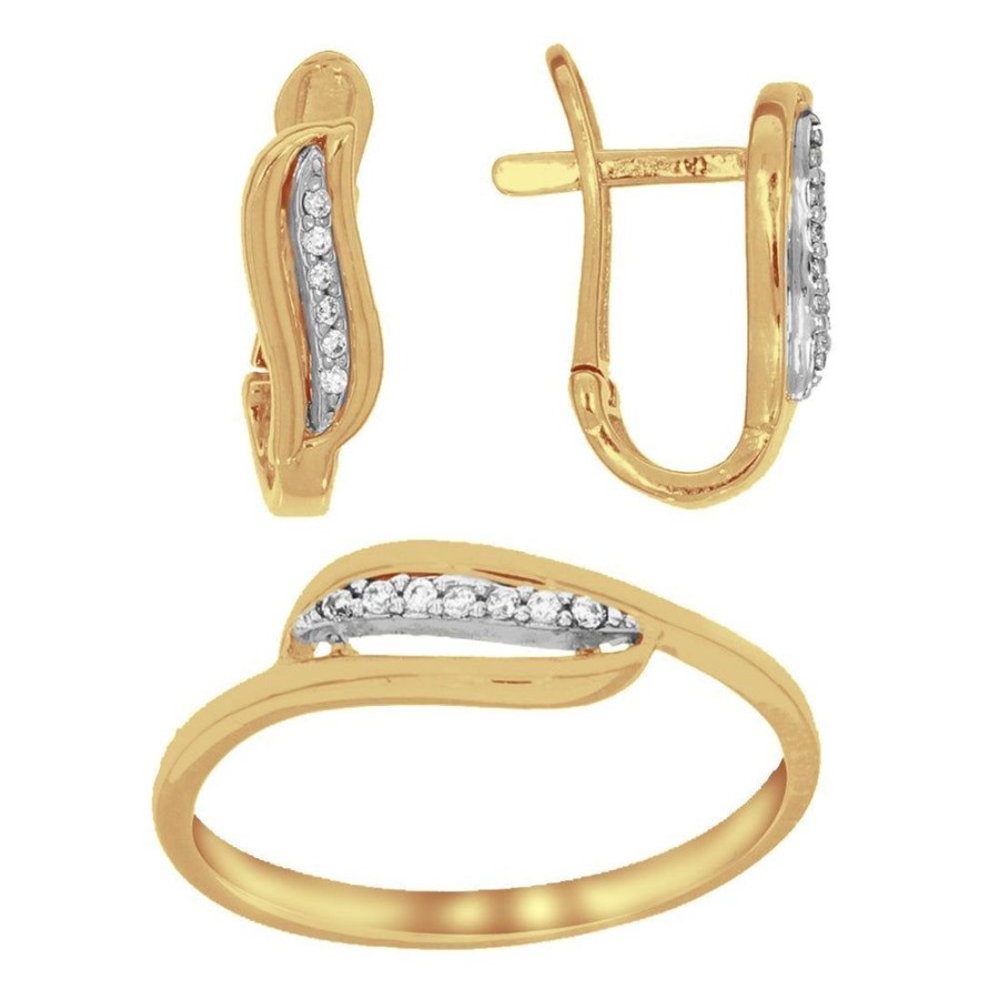 Joyeria Fina Infiniti Joyas Juegos | Juego Oro 10K - Anillo Y Aretes Con Zirconias