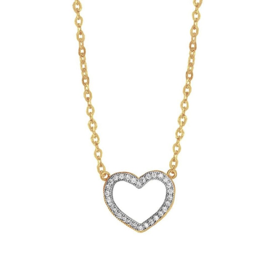 Joyeria Fina Infiniti Joyas Gargantillas | Gargantilla Oro 10K - Dije Corazon Con Zirconias, 45 Cm Largo