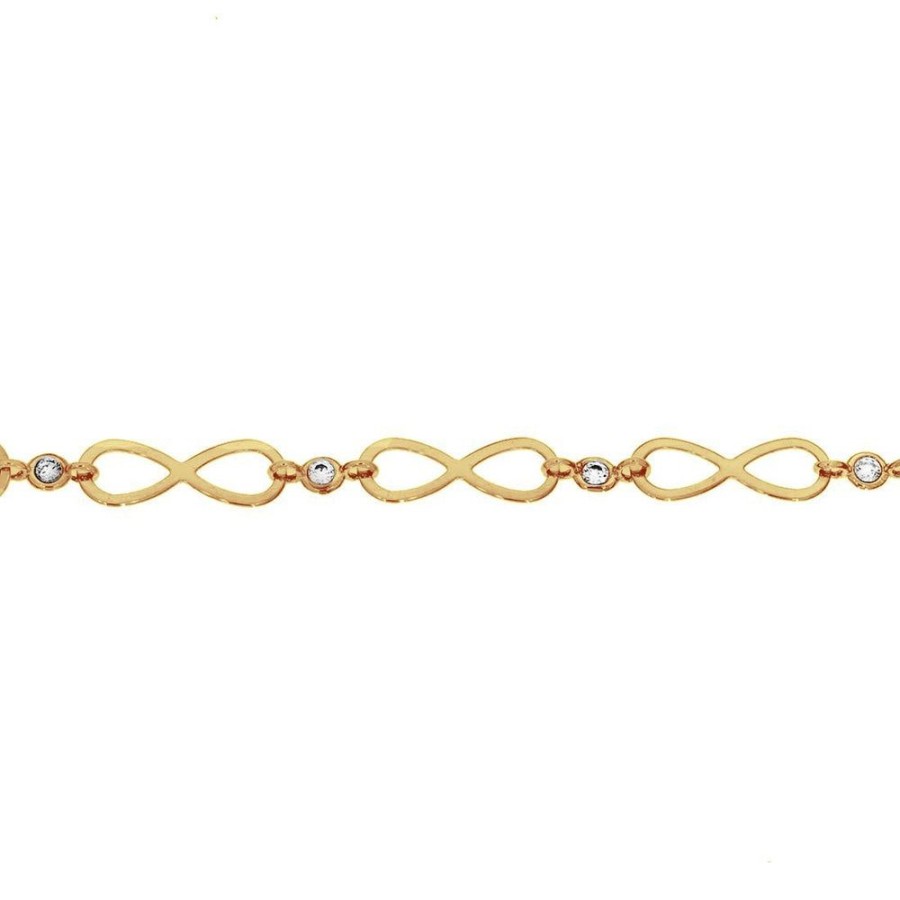 Joyeria Fina Infiniti Joyas Pulseras Dama | Pulsera Oro 10K - Infinito Y Zirconias, Largo 19 Cm, Ancho 6 Mm