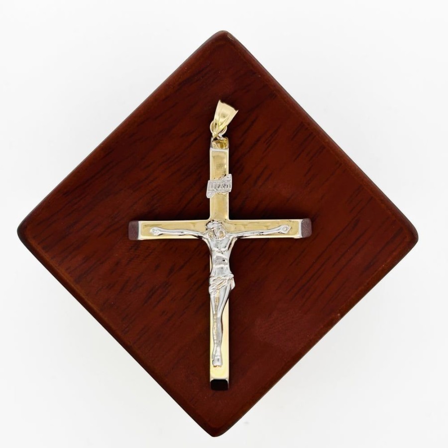 Joyeria Fina Infiniti Joyas Cruces | Cruz Oro 10K - Cristo En Oro Blanco, 6 Cm Alto