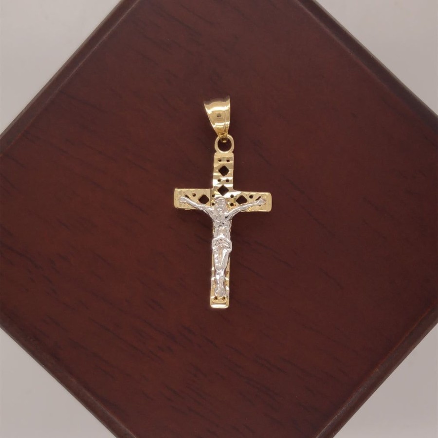 Joyeria Fina Infiniti Joyas Cruces | Cruz Oro 10K - Hueca Con Cristo Blanco De 2.6 Cm Alto