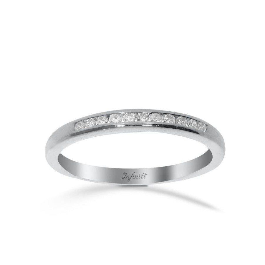 Joyeria Fina Infiniti Joyas Churumbelas | Churumbela Oro Blanco 14K - Diamante 10 Puntos Estilo Canal