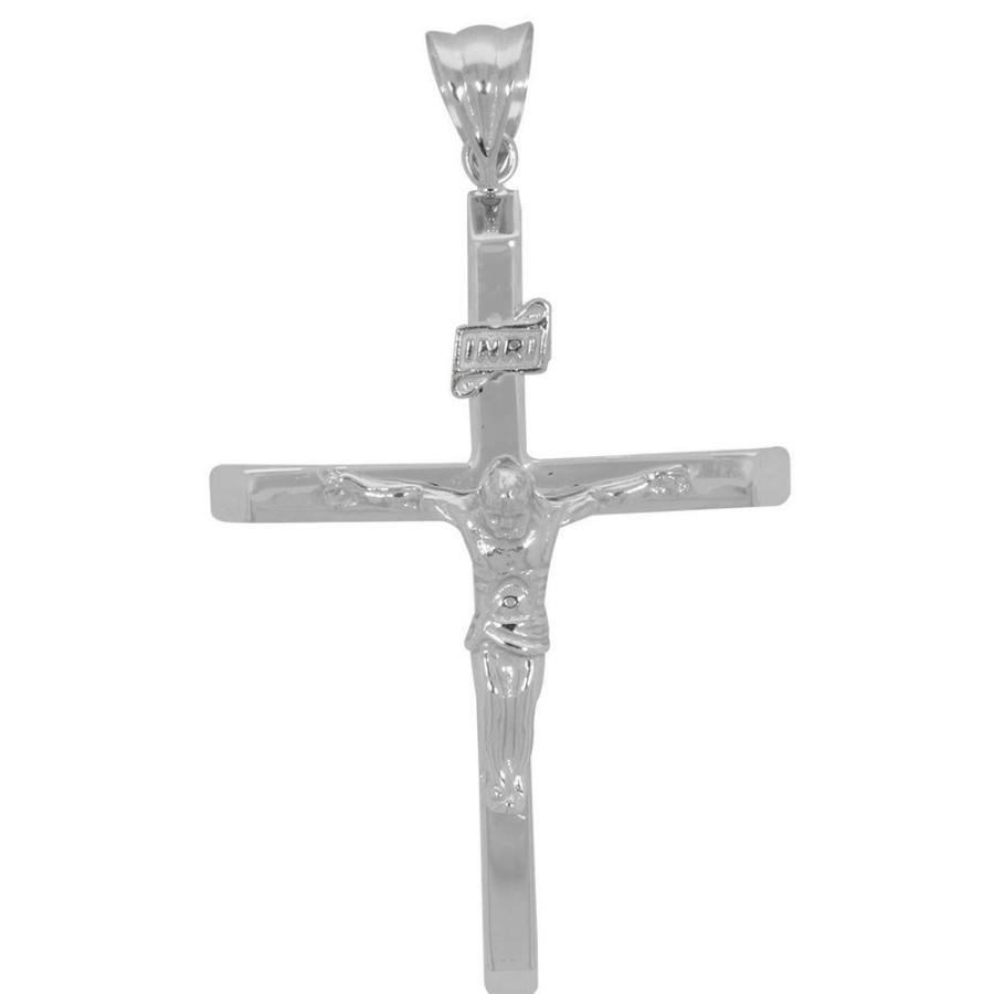 Joyeria Fina Infiniti Joyas Cruces | Dije Oro Blanco 10K - Cruz Con Cristo