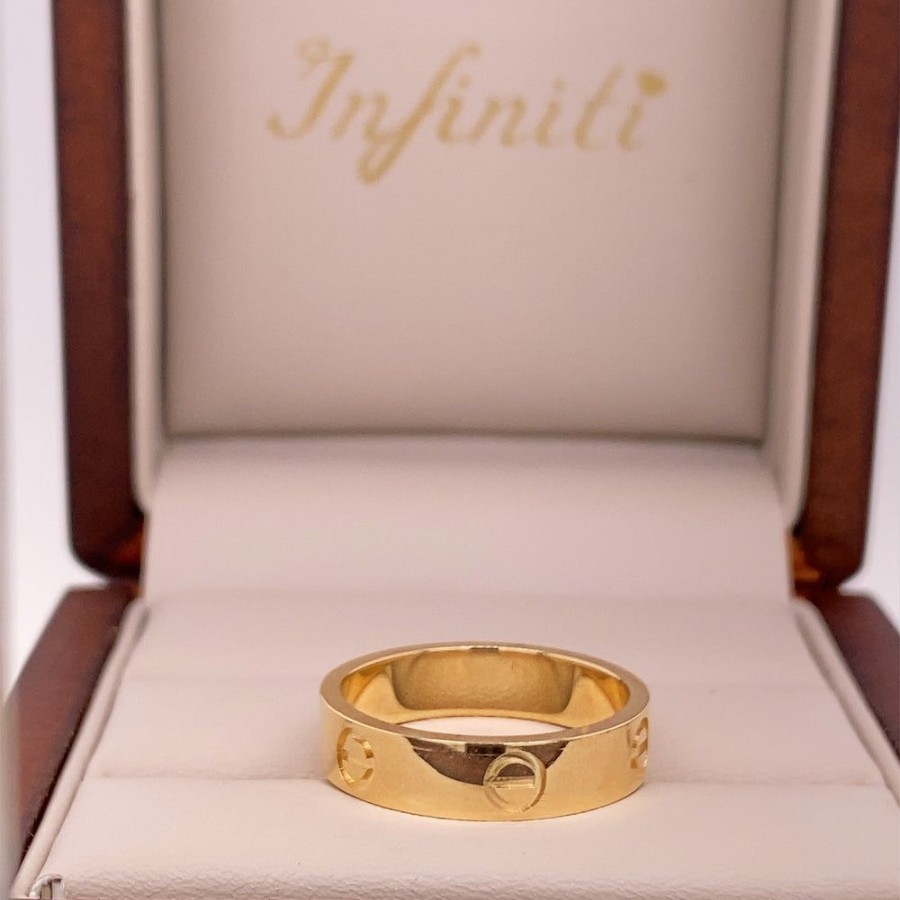 Joyeria Fina Infiniti Joyas Argollas Matrimoniales | Argolla Oro 14K - Estilo Cartie Clasico 5 Mm