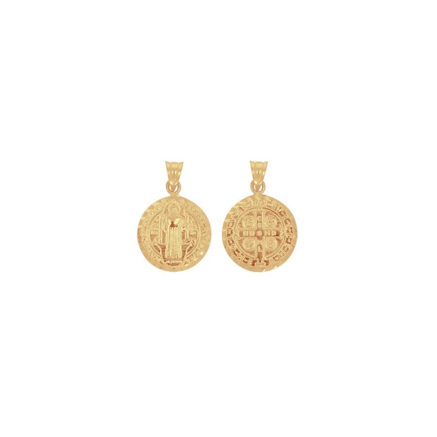 Joyeria Fina Infiniti Joyas Medallas | Medalla Oro 14K - San Benito Doble Cara 1.6 Cm Diametro