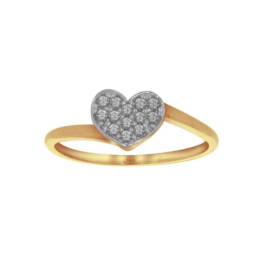 Joyeria Fina Infiniti Joyas Anillos Varios | Anillo Oro 10K, Corazon Con Zirconias 0.5 Mm Por Dentro