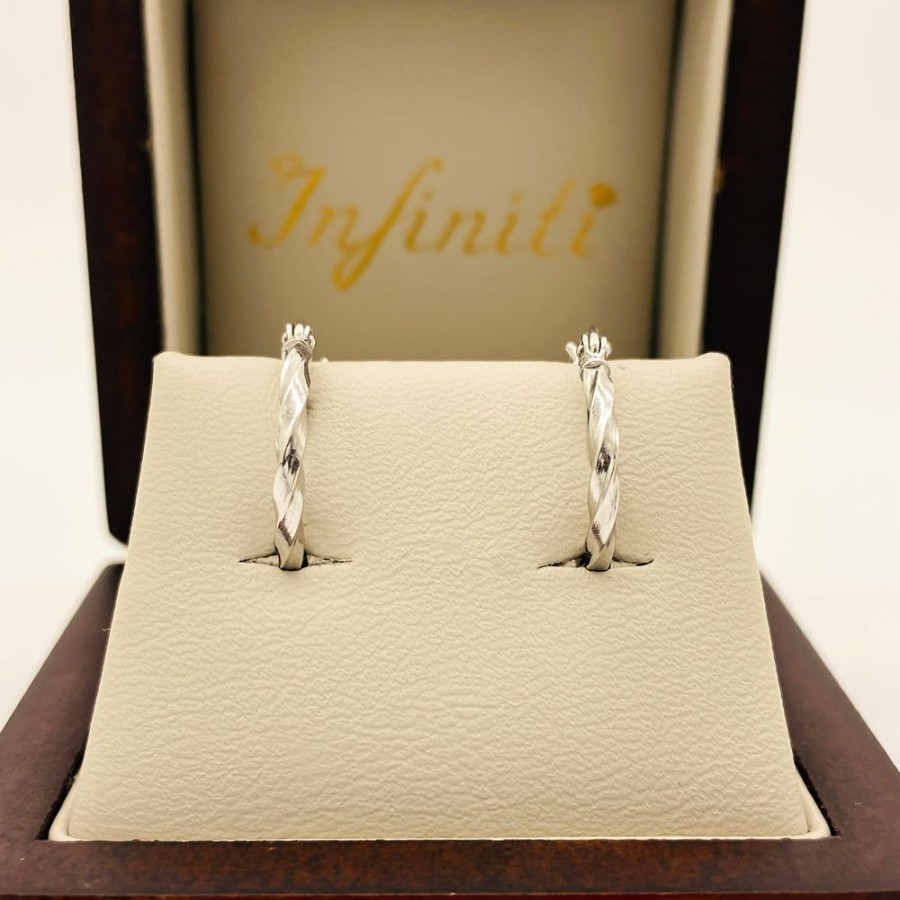 Joyeria Fina Infiniti Joyas Arracadas | Arracadas Oro Blanco 10K - Torzida