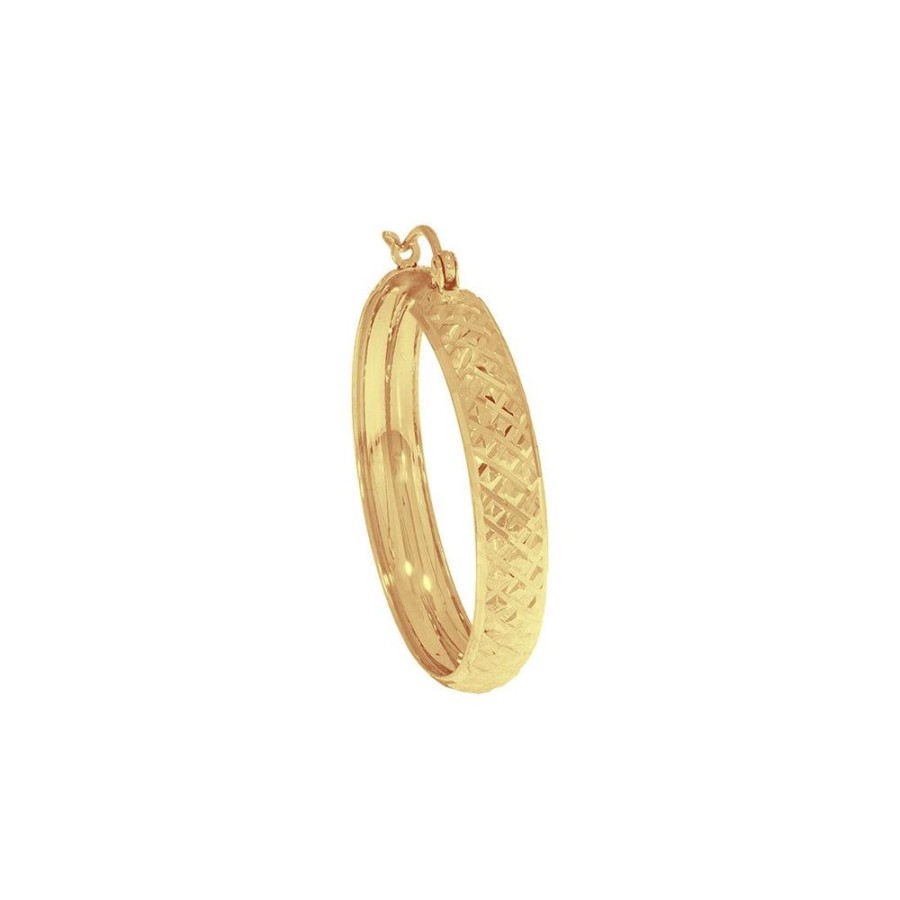 Joyeria Fina Infiniti Joyas Arracadas | Arracada Oro 10K - Tubo Diamantado Biselado 2.5 Cm Diametro