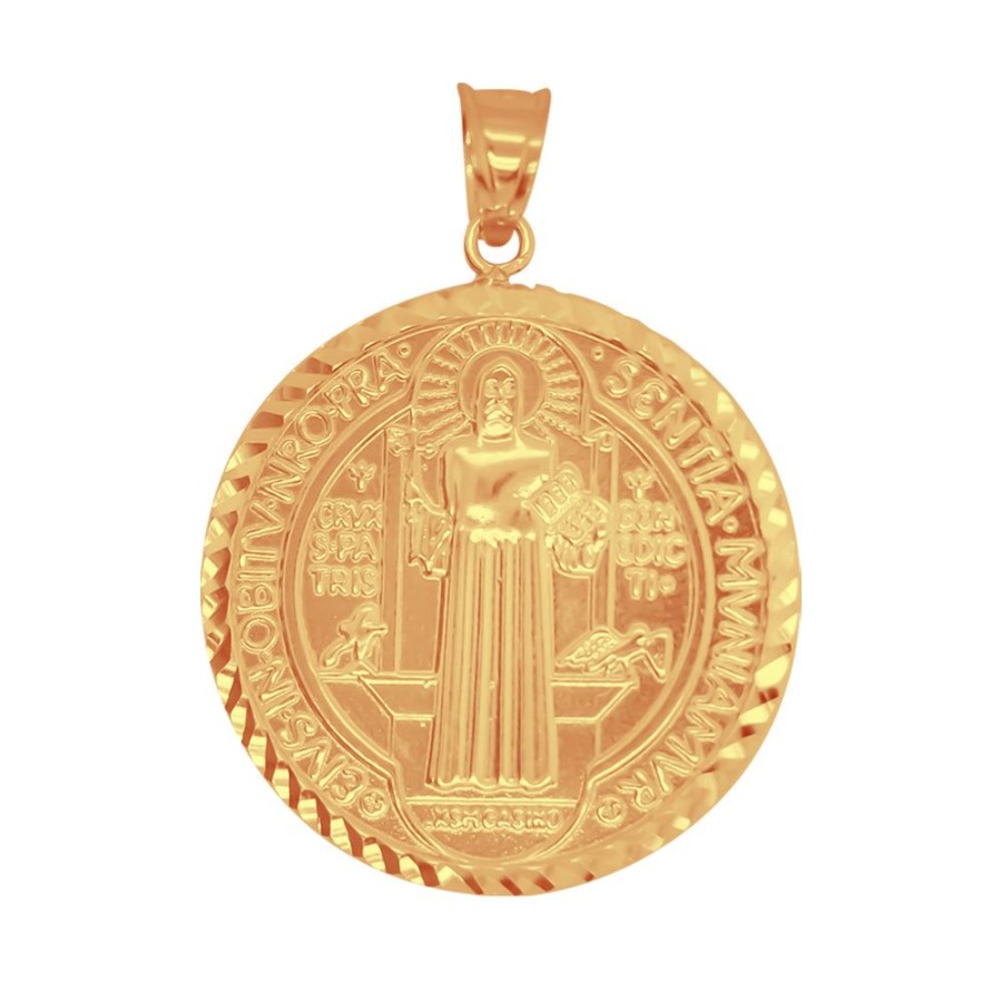 Joyeria Fina Infiniti Joyas Medallas | Medalla Oro 10K - San Benito De 2.3 Cm Diametro