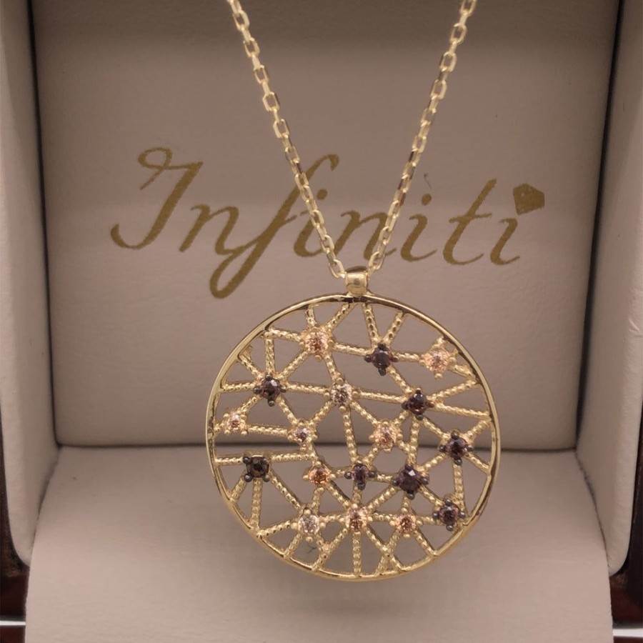 Joyeria Fina Infiniti Joyas Gargantillas | Gargantilla Oro 10K - Flor De La Vida Con Zirconias