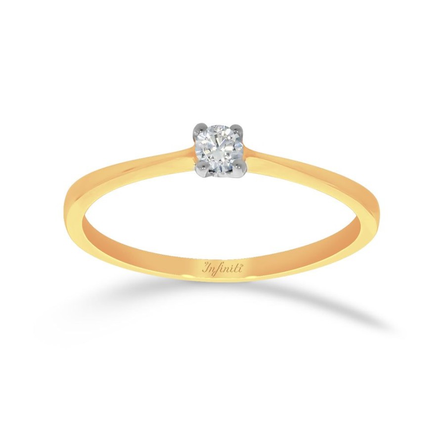 Joyeria Fina Infiniti Joyas Anillos De Compromiso | Anillo Solitario Oro 14K, Diamante De 10 Puntos