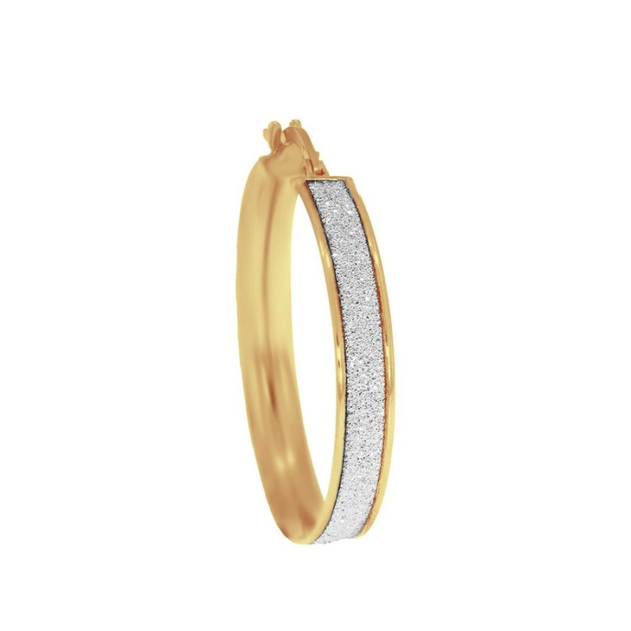 Joyeria Fina Infiniti Joyas Arracadas | Arracada Oro Italiano 10K - Diamantada Con Rodhio, 3 Cm Diametro