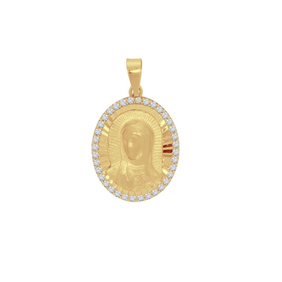 Joyeria Fina Infiniti Joyas Medallas | Medalla Oro 10K - Virgen De Guadalupe Con Zirconias