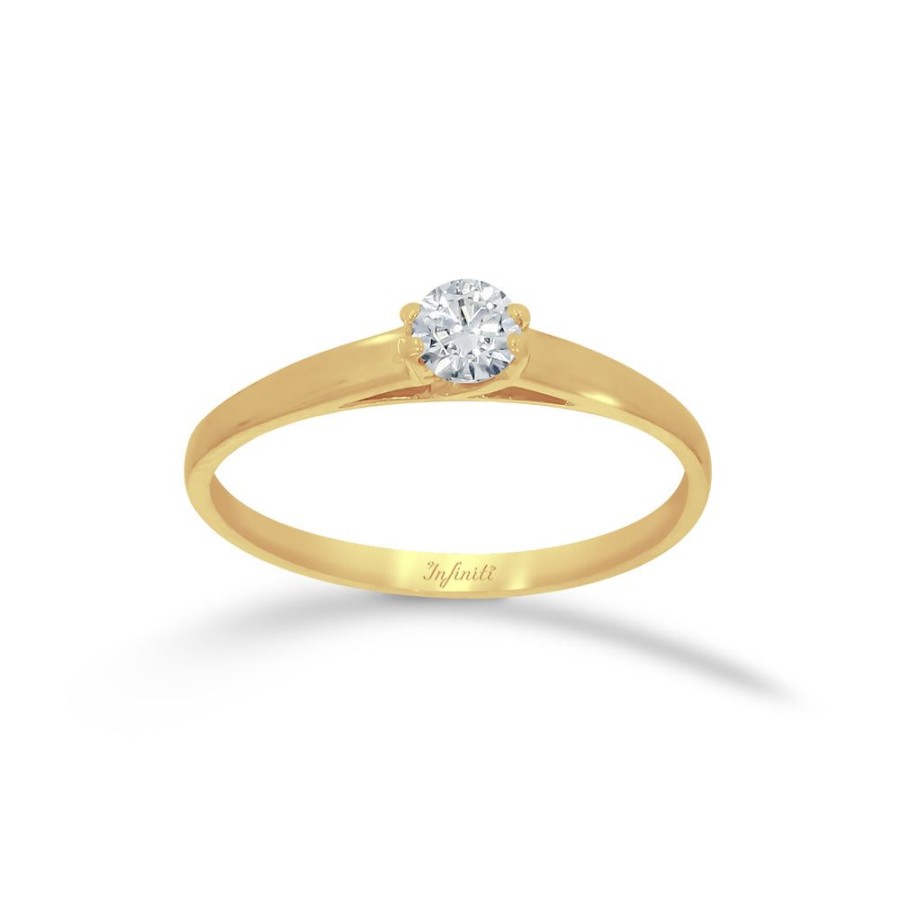 Joyeria Fina Infiniti Joyas Anillos De Compromiso | Anillo Oro 14K - Solitario Diamante De 15 Puntos