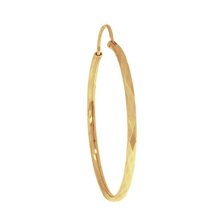 Joyeria Fina Infiniti Joyas Arracadas | Arracada Oro 10K - Tubo Diamantado 4 Cm Diametro