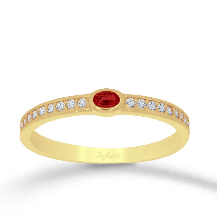 Joyeria Fina Infiniti Joyas Churumbelas | Anillo Oro 10K - Zirconia Roja