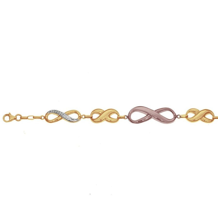 Joyeria Fina Infiniti Joyas Pulseras Dama | Pulsera Infinito 18 Cm, Oro Florentino 10K