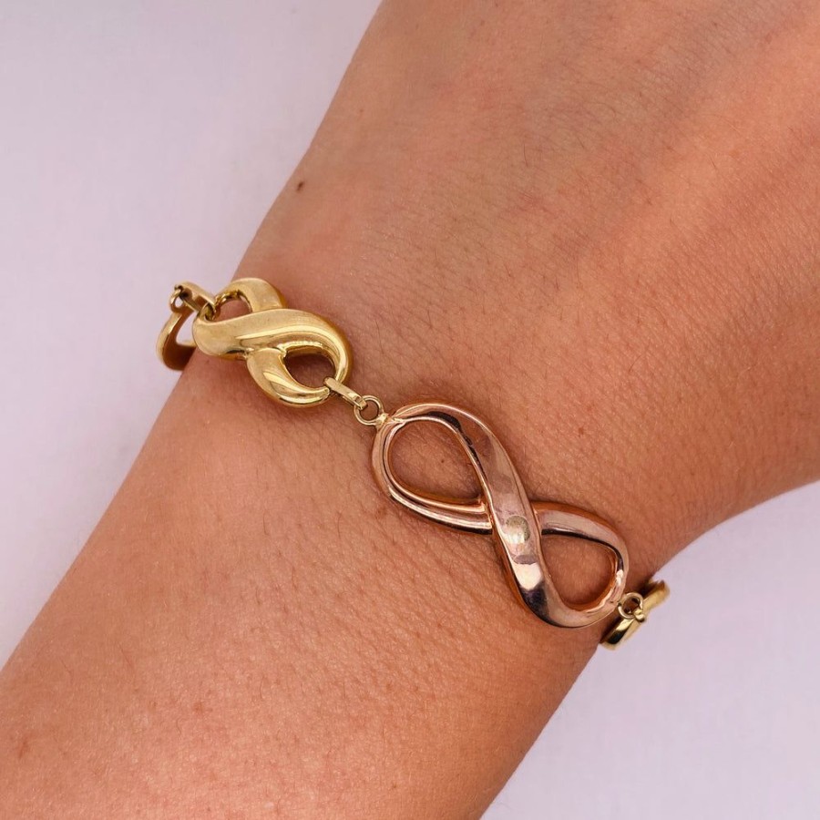 Joyeria Fina Infiniti Joyas Pulseras Dama | Pulsera Infinito 18 Cm, Oro Florentino 10K