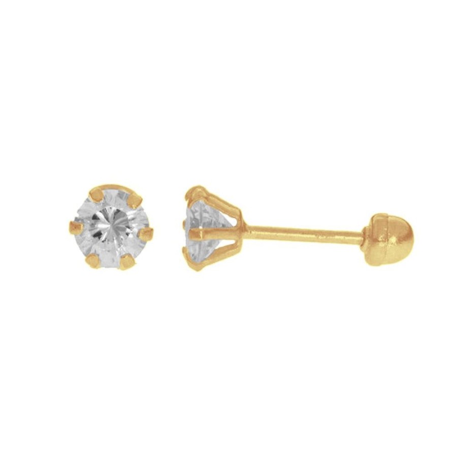 Joyeria Fina Infiniti Joyas Broqueles | Broquel Zirconia 4 Mm, Oro 10K