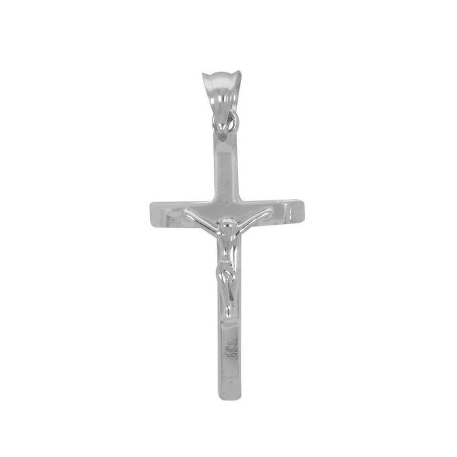 Joyeria Fina Infiniti Joyas Cruces | Dije Oro Blanco 10K - Cruz Con Cristo