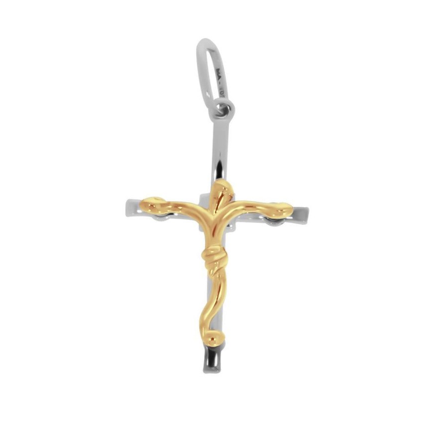 Joyeria Fina Infiniti Joyas Cruces | Cruz Con Cristo Amarillo - Oro Blanco 14K