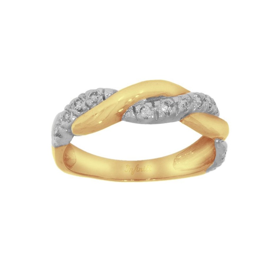 Joyeria Fina Infiniti Joyas Churumbelas | Churumbela Oro 10K Estilo Torcida Con Zirconia Con Oro Blanco.