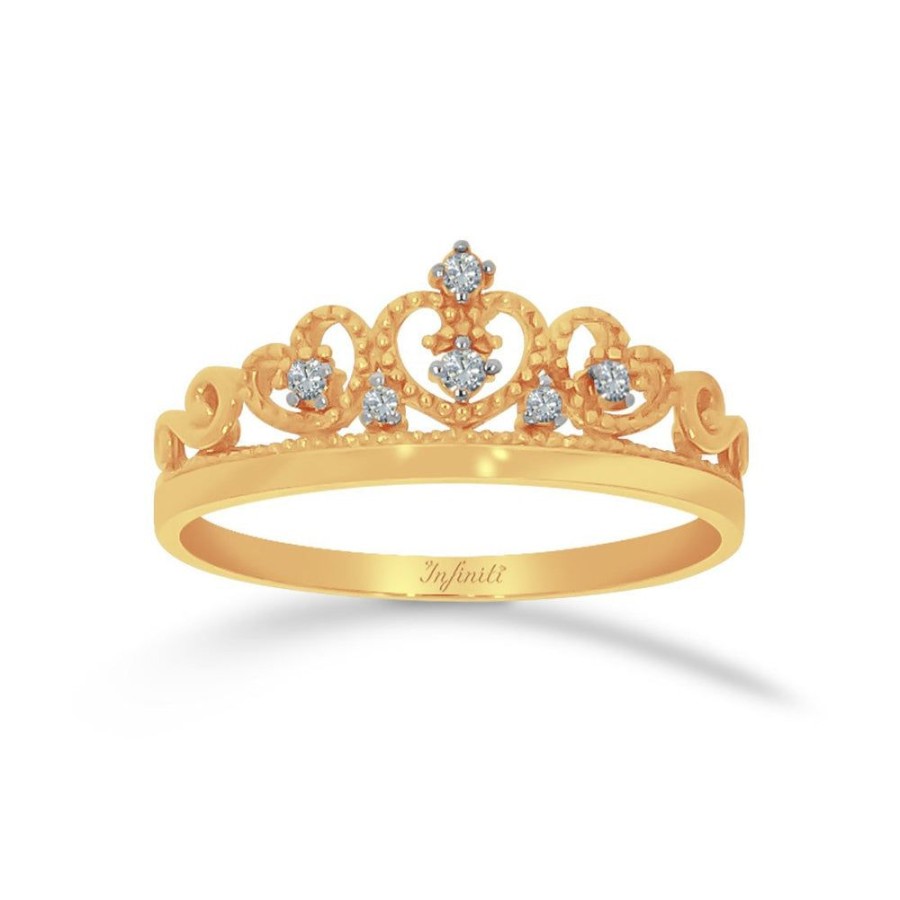 Joyeria Fina Infiniti Joyas Anillos Varios | Anillo Oro Amarillo 10K, Corona Con Zirconias