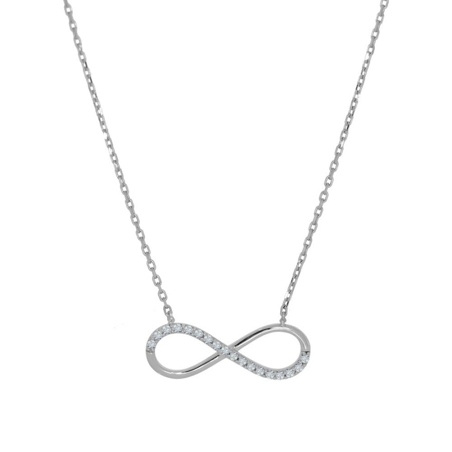 Joyeria Fina Infiniti Joyas Gargantillas | Gargantilla Oro Blanco 10K - Infinito Con Zirconias