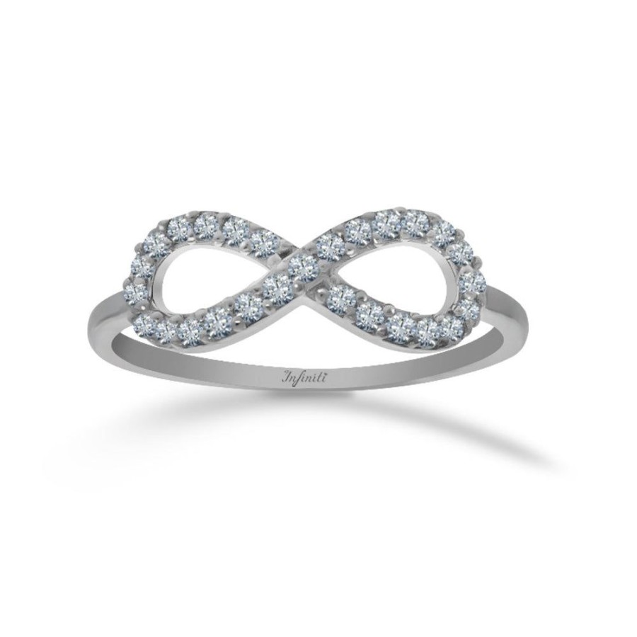 Joyeria Fina Infiniti Joyas Anillos Varios | Anillo Oro Blanco 10K, Infinito Con Zirconias