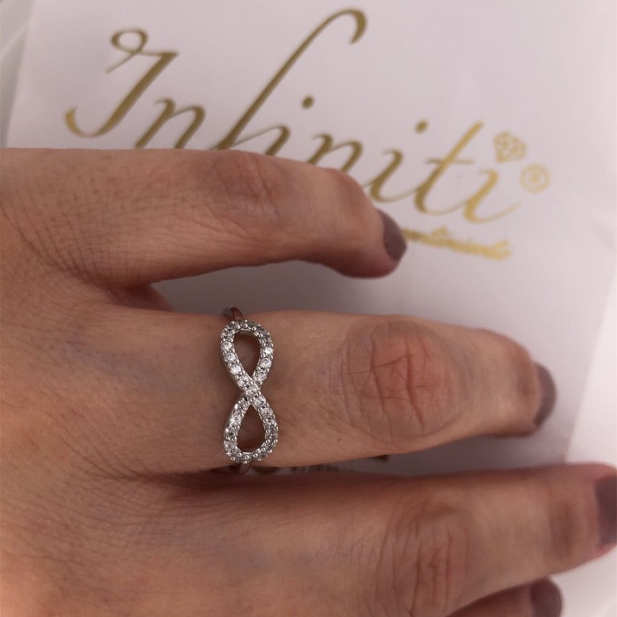 Joyeria Fina Infiniti Joyas Anillos Varios | Anillo Oro Blanco 10K, Infinito Con Zirconias