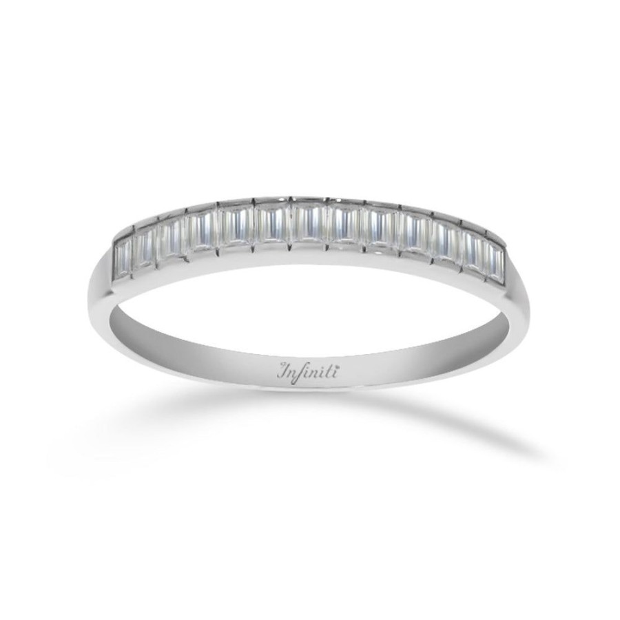 Joyeria Fina Infiniti Joyas Churumbelas | Churumbela Oro Blanco 10K, Canal De Baguettes Zirconia