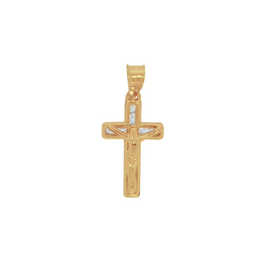 Joyeria Fina Infiniti Joyas Cruces | Cruz Oro 14K - Cristo Con Zirconias