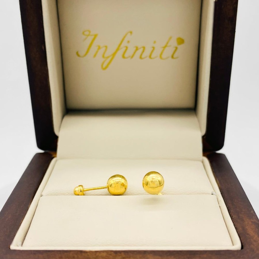 Joyeria Fina Infiniti Joyas Broqueles | Broquel Liso 5 Mm, Oro 18K