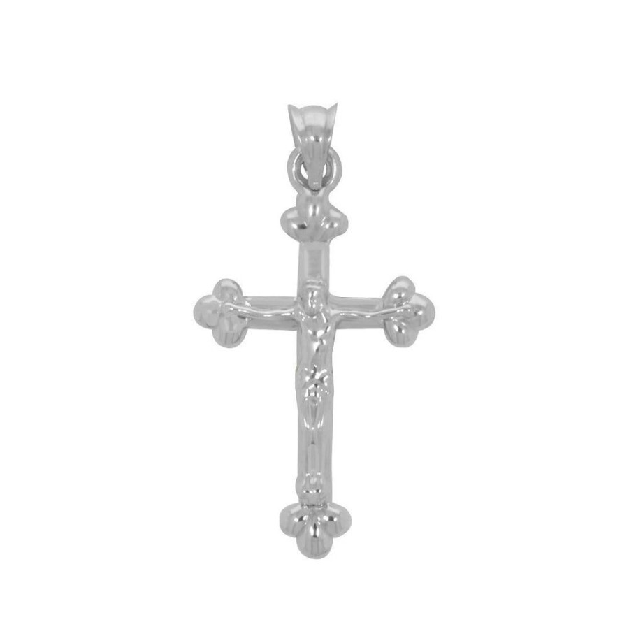 Joyeria Fina Infiniti Joyas Cruces | Dije Oro Blanco 10K - Cruz Con Cristo