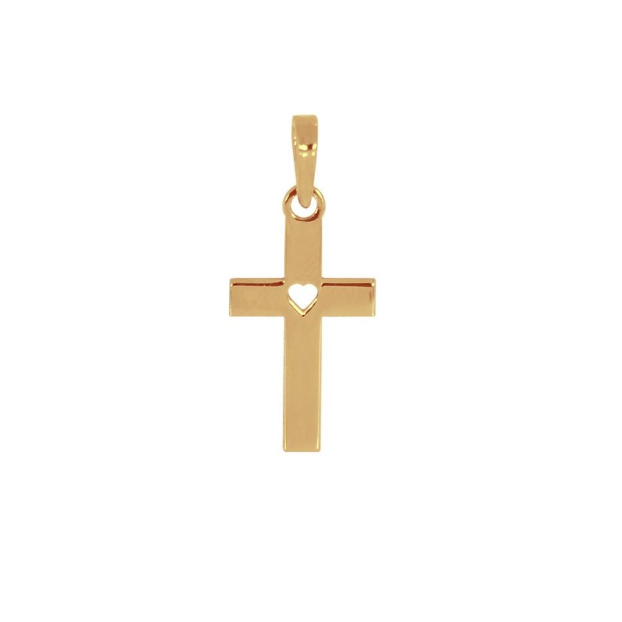 Joyeria Fina Infiniti Joyas Cruces | Cruz Oro 10K - Lisa Con Corazon De 1.9 Cm Alto