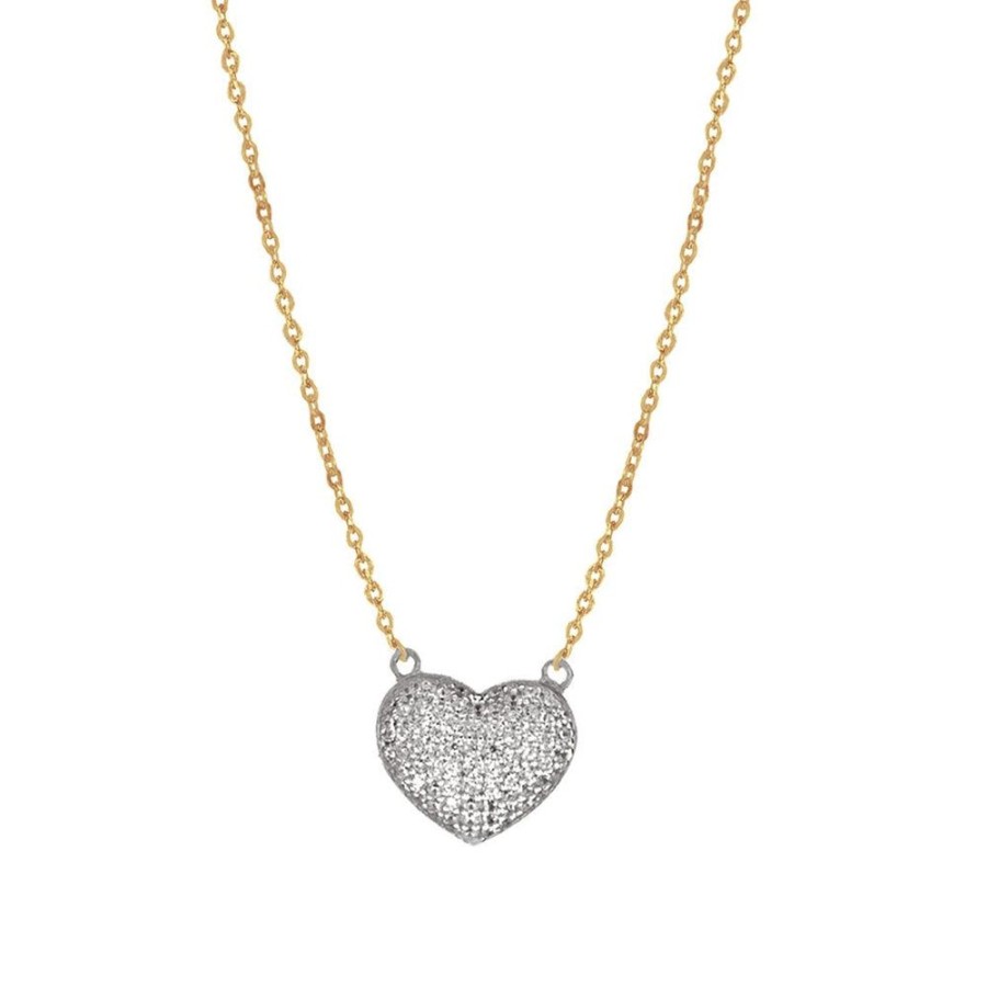 Joyeria Fina Infiniti Joyas Gargantillas | Gargantilla Oro 10K, Corazon Con Zirconias, Cadena 45 Cm Largo