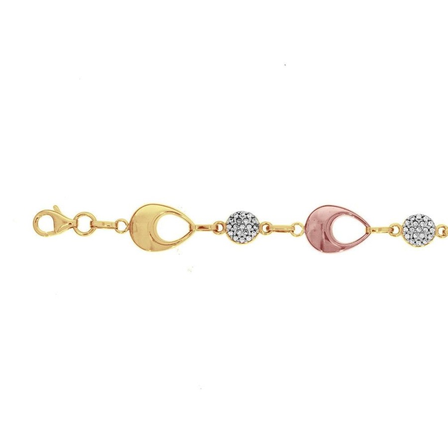 Joyeria Fina Infiniti Joyas Pulseras Dama | Pulsera Oro 10K, Con Ci­Rculos Con Zirconias, Largo 18.5 Cm, Ancho 9 Mm, Oro 10K