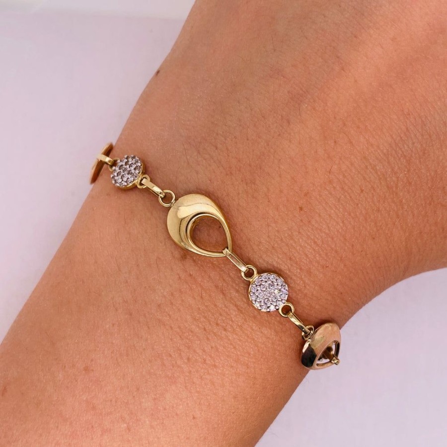 Joyeria Fina Infiniti Joyas Pulseras Dama | Pulsera Oro 10K, Con Ci­Rculos Con Zirconias, Largo 18.5 Cm, Ancho 9 Mm, Oro 10K