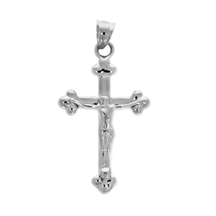 Joyeria Fina Infiniti Joyas Cruces | Cruz De Trinidad Con Cristo - Oro Blanco 14K