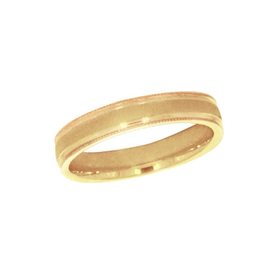 Joyeria Fina Infiniti Joyas Argollas Matrimoniales | Argolla Oro Amarillo 14K - Acabado Satinado Con Bisel, Ancho 4 Mm