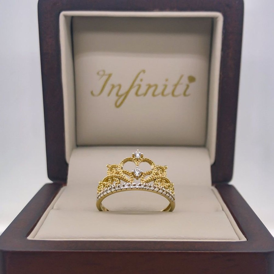 Joyeria Fina Infiniti Joyas Anillos Varios | Anillo Oro Amarillo 10K, Corona Con Zirconias