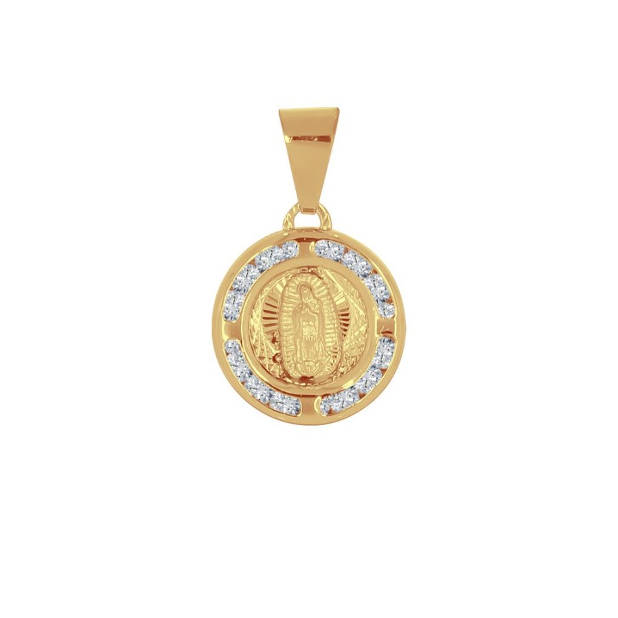 Joyeria Fina Infiniti Joyas Medallas | Medalla Oro 10K - Virgen De Guadalupe 1.8 Cm Con Zirconias