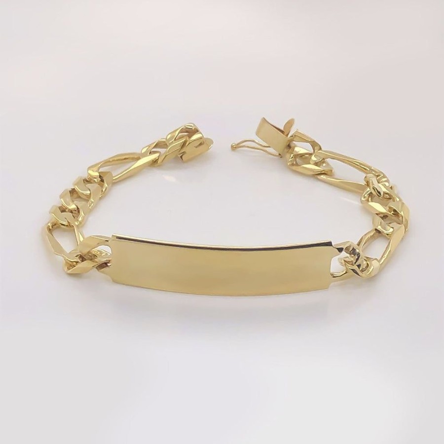 Joyeria Fina Infiniti Joyas Caballero | Esclava Cartie Oro 10K, Con Placa Lisa, 21 Cm Largo, Ancho 11 Mm, Oro 10K