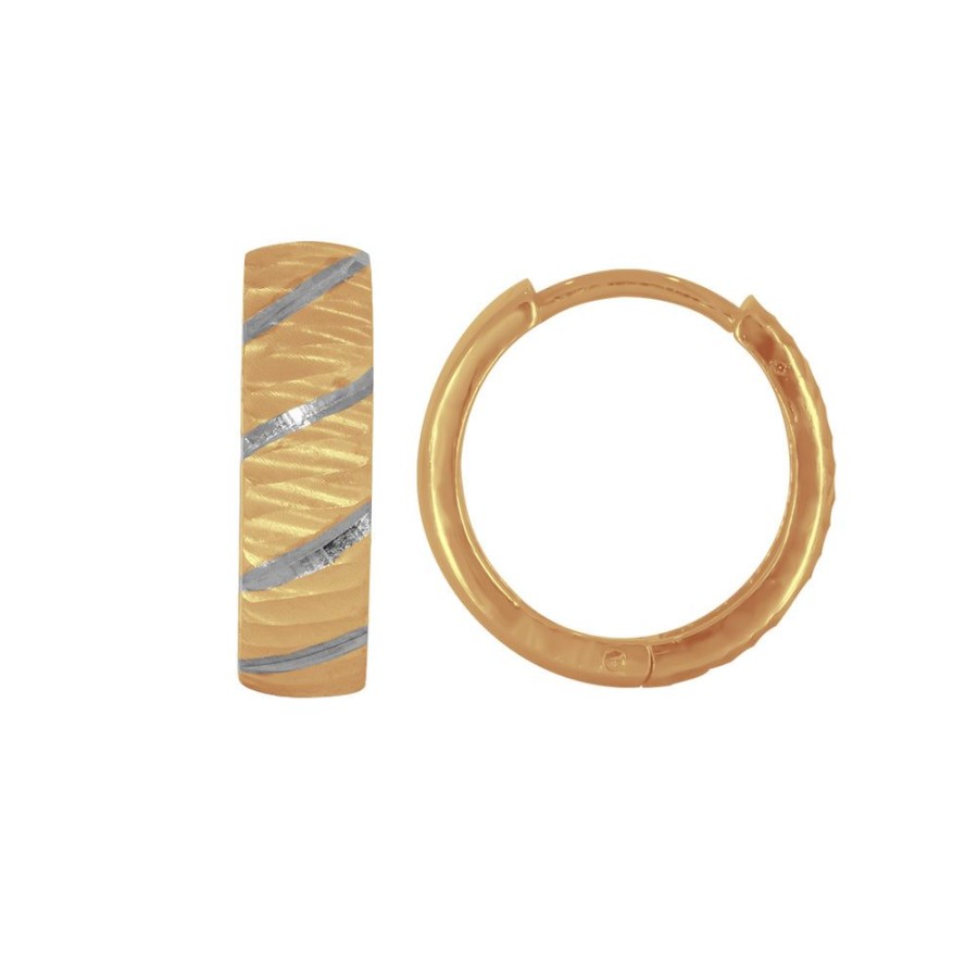 Joyeria Fina Infiniti Joyas Huggies | Huggies Oro 14K - Platinado Con Diametro 1.4 Cm, Ancho 4 Mm