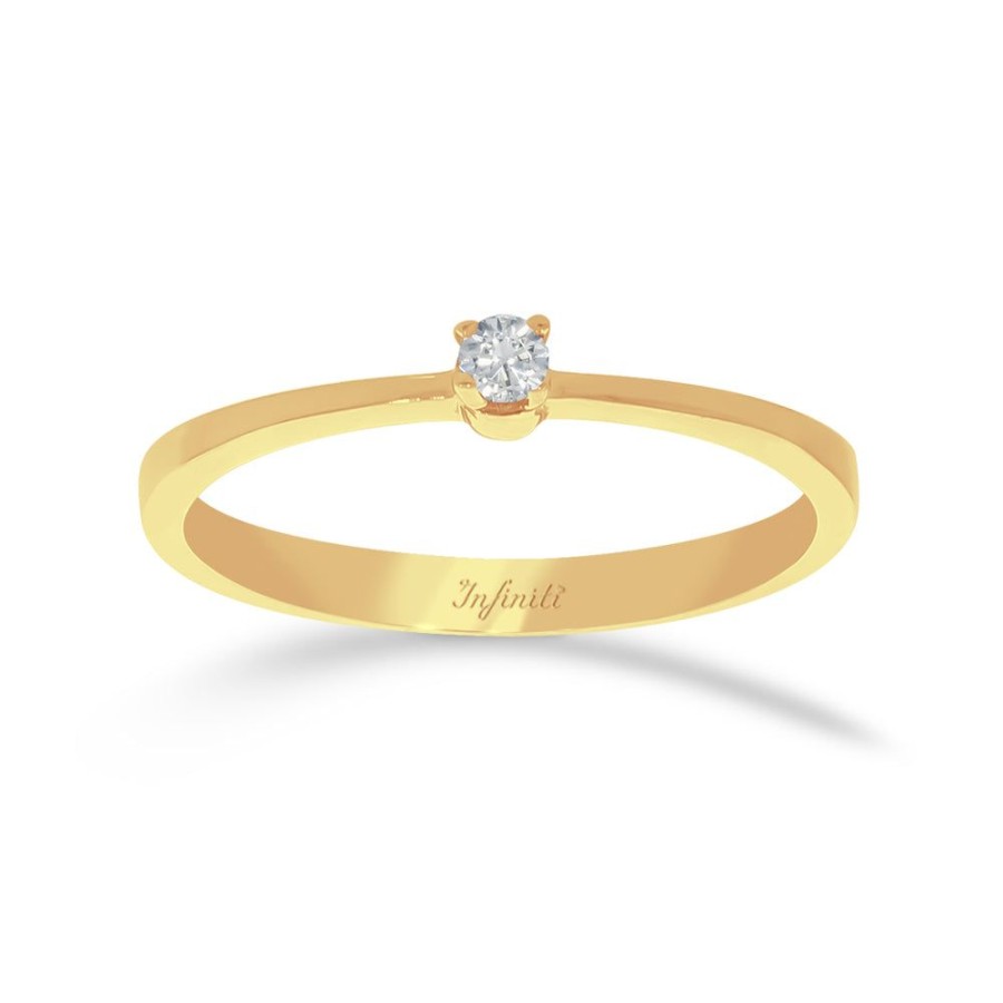 Joyeria Fina Infiniti Joyas Anillos De Compromiso | Anillo Solitario Oro 14K - Diamante De 5 Puntos