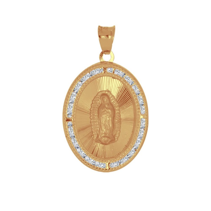 Joyeria Fina Infiniti Joyas Medallas | Medalla Oro 10K - Virgen De Guadalupe 2.7 Cm Con Zirconias